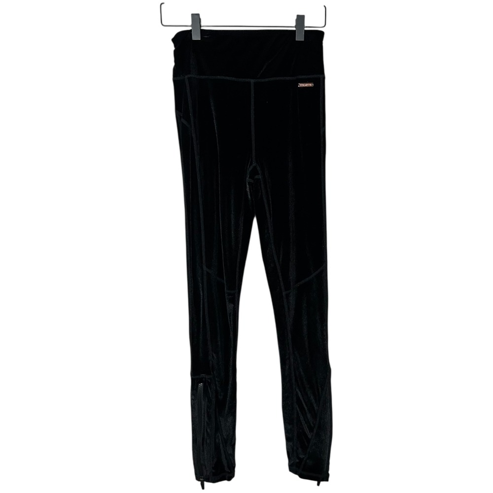 Sweaty Betty Black Velvet High Waisted‎ Zip Ankle Leggings Pants Size Small